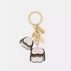 Coach tea rose bag charm white chalk gold